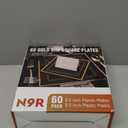 N9R 60 Pack Black Square Plastic Plates with Gold Rim Include 30 Disposable Dinner Plates 9.5 Inch and 30 Dessert Plate 6.5 Inch, Fancy Plate for Party, Wedding, Halloween and Daily Use