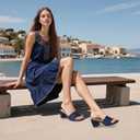 PIZZ ANNU Women's Square Open Toe Heels Sandals Low Block Chunky Heeled Sandal Slip on Mules Comfortable Casual Dress Pumps Shoes, Navy 8.5