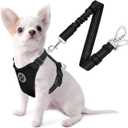 SlowTon Dog Seat Belt Harness for Car, Dog Car Harness Adjustable Mesh Breathable & Dog Seatbelt Safety Tether with Elastic Bungee for Small Medium Large Pets(Black, Double Clip, XXS)