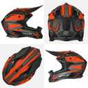 Adult Motocross Helmet ATV Dirt Bike Off-Road Full Face Motorcycle Helmet W/Goggles Gloves & Mask, DOT Approved (Vitality Orange, Medium)