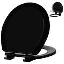 Angol Shiold Quiet-Close Molded Wood Toilet Seat with Non-Slip Adjustable Hinges, Anti-Pinch Bumpers, Easy Install & CleanBlack, Round 16.5''