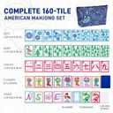 American Mahjong Tile Set(Winter-Themed), 160 Blue Engraved Tiles with Racks and Mahjong Bag, Mahjong Set for Beginners