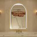 Arched LED Bathroom Mirror, 22"x32" Gold Aluminum Frame Bathroom Mirror with Lights, Lighted Vanity Mirror for Wall, Anti-Fog, Stepless Dimmable, 3 Color Temperature Vanity Mirror