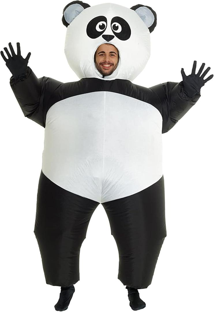 Morph Inflatable Panda Costume for Adults - Animal Suit with Built-In Fan and Gloves, Funny Giant Panda Halloween Fancy Dress