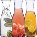 Chefcaptain Large Glass Wine Carafes With Snap-On Lids, Set Of 3 (50 Oz/1.49L Each), Lead-Free, For Water, Juice, Milk, Mimosa Bar