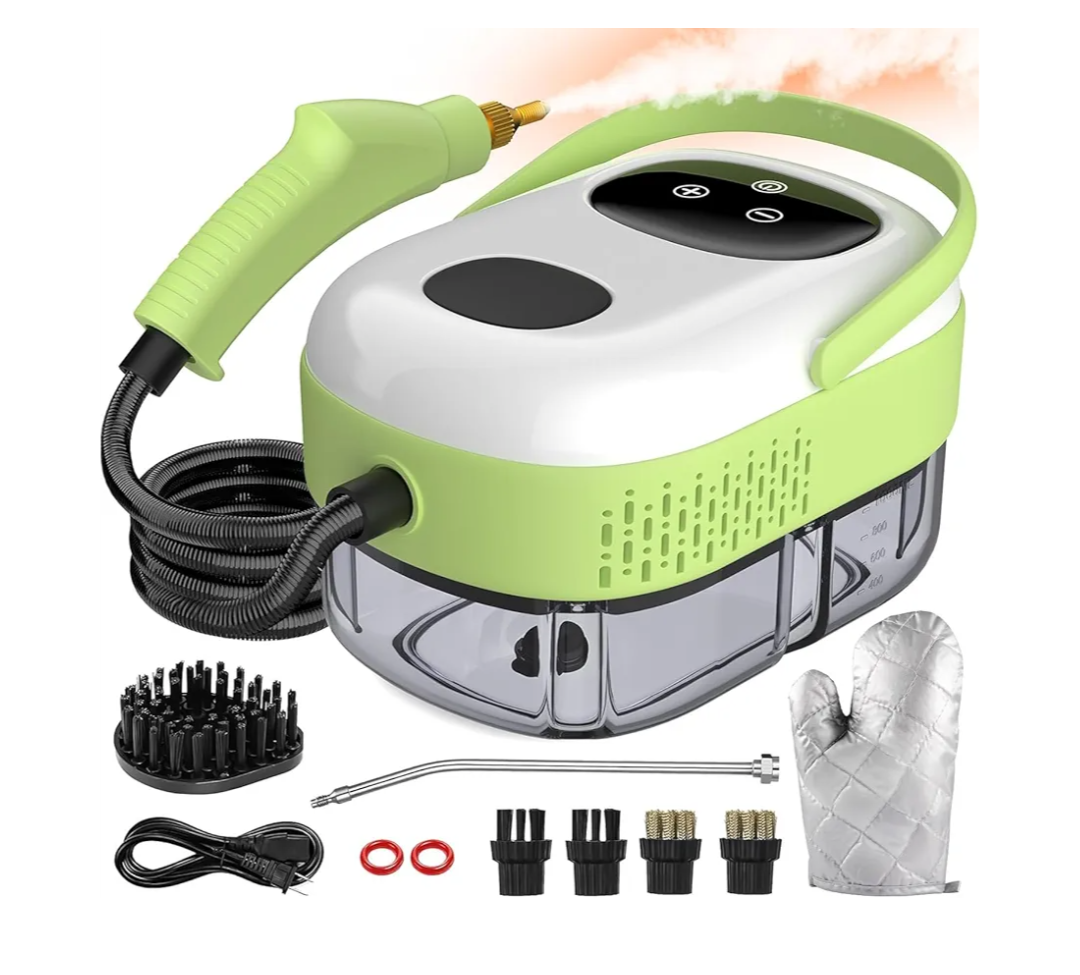 2500W Portable Handheld Steam Cleaner, Large Capacity 10s Fast Heating Steamer for Cleaning with 9 Pieces Accessories, Heavy Duty Plug-and-Play Steam Cleaner for Home|Car|Kitchen|Grout|Tile|More(missing glove)