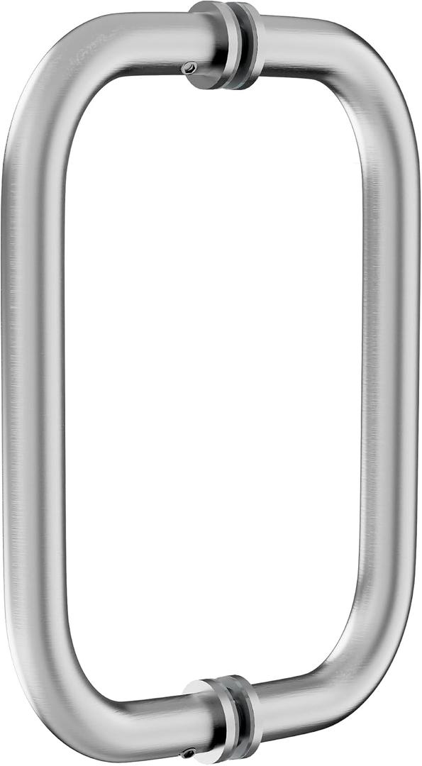 Shower Door Handle, 8 Inch Hole Centers (CTC), 304 Stainless Steel Back-to-Back Glass Door Pull Replacement Hardware for Frameless Sliding Bathroom Doors, Heavy Duty Tubular Grip, Brushed Nickel