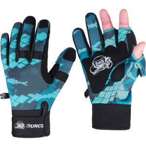 RUNCL Fishing Gloves Winter Warm RAGUEL, Touchscreen Outdoor Fishing Gloves, Neoprene 3 Cut Fingers Cycling Gloves, Convertible Windproof for Men Women Ice Fishing Photography Kayaking (XXLwomen choose a smaller size than normal wear), BlueUpgraded Version)