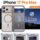 Magnetic for iPhone 17 Pro Max Case,[Anti-Slip][Compatible with MagSafe][Military Grade Drop Protection] Shockproof Protective Translucent Matte Phone Case for iPhone 17 Pro Max Case,Brown