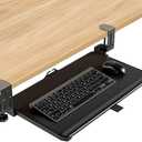 YOMT Adjustable Keyboard Tray Under Desk, Pull-Out Computer Keyboard Drawer with C-Clamp, 20” (24.2” Including Clamps) x 13” Slide-Out Platform Computer Drawer for Typing, Black