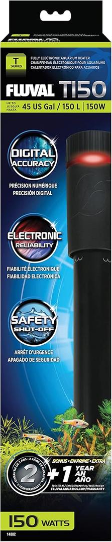 Fluval T150 Fully Electronic Heater for Freshwater Aquariums up to 45 Gal.