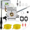 308028007 Carburetor Fits for Homelite UT-08520 UT-08550 UT-08921 UT-08951 26cc blower with Primer Bulb Spark Plug Fuel Line Fitting