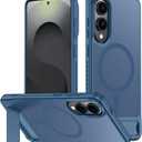 hitfine Magnetic for Samsung Galaxy S25 Edge Case[Compatible with MagSafe][Built-in Invisible Kickstand][Military Grade Shockproof] Slim Translucent Matte Phone Case for Samsung Galaxy S25 Edge(Blue)