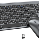 Wireless Keyboard and Mouse Combo, Full Size Keyboard and Mouse, Long Battery Life, Optical Mouse, 2.4G LagFree Cordless Mice Keyboard Set Ultra Slim Design for Computer, Laptop, PC, Mac, Windows