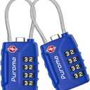 Puroma 2 Pack TSA Approved Luggage Locks, 4 Digit Combination Travel Locks Resettable Code Lock with Zinc Alloy Body for Suitcase, Toolbox, Backpack, Bag, Gym Locker (Blue)