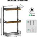 Kalrin 3 Tier Bathroom Shelves Over Toilet - Wall Mounted Floating Shelves with Drain Basket, Toilet Paper Storage, Height Adjustable Over The Toilet Storage, Vintage Brown