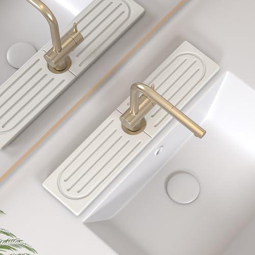 Faucet Mat for Kitchen Sink, Water Absorbent Kitchen Faucet Mat, Durable Sink Splash Guard with Raised Feet, Diatomite Fast Drying Kitchen Sink Faucet Mat, Bathroom Stone Drying Tray for Counter