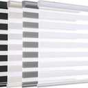 MYshade Cordless Zebra Blinds - Dual Layer Light Filtering & Blackout Privacy Shades, Day/Night Window Blinds for Bedroom/Living Room/Office, Free-Stop Easy Install Cordless (White-40 W x 72" H