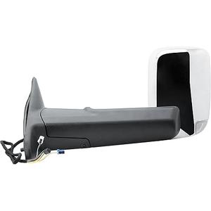 Driver Left Side Door Towing Mirror Chrome Back Cover Power and Heated Glass with Turn Signal Light and Puddle Light Manual Folding and Temperature Sensor For Ram 1500 2500 3500 2009-2018