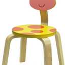 iPlay, iLearn 10 Inch Kids Solid Hard Wood Animal Chair, Stackable Wooden Finished, Preschool, Daycare, Bedroom, Playroom, Nursery Seat, Giraffe Furniture Stool for Toddlers, Children, Boys, Girls (Yellow)