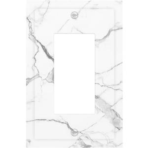 Decorative Outlet Covers Abstract Luxury White Gray Marble 1 Gang Rocker Light Switch Covers Single Gfci Wall Plate Electrical Receptacle Switchplate Plug Faceplate for Bedroom Decor