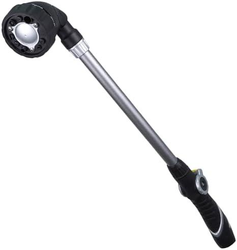 H2O WORKS Heavy Duty Watering Wand, 22-Inch Long Metal Garden Hose Wand with Adjustable Rotating Head, Hose Nozzle Sprayer with Thumb Control, Perfect for Hanging Baskets,Shrubs and Plants