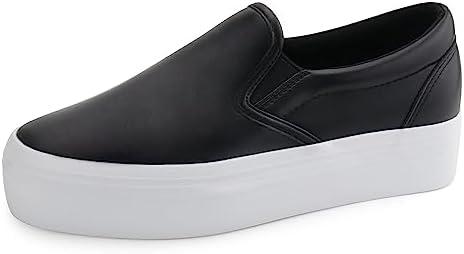 JABASIC Women Slip-on Platform Loafers Casual Comfortable Loafer Shoes Size 8 Black