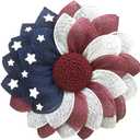 Hemobllo American Patriotic Fabric Wreath for Front Door Independence Day Decoration Flag Garland for Memorial Day and Fourth of July Festive Floral Door Ornament