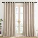 NICETOWN Cream 100% Blackout Linen Curtains 102 inch Long Burg for Living Room, 1 Pair, 62" Width Each Panel, Farmhouse Thick Completely Blackout Window Treatment Thermal Insulated Drapes