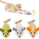 Potaroma Cat Toys: 3pcs Squeak Mice Interactive Catnip Silvervine Animals for Indoor Kittens - Dental Matatabi Cat Nip & Chew Exercise Toy for All Breeds & Species