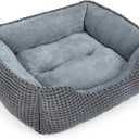 MIXJOY Dog Bed for Large Medium Small Dogs, Rectangle Washable Sleeping Puppy Bed, Soft Calming Cat Beds for Indoor Cats, Orthopedic Pet Sofa Bed, Anti-Slip Bottom with Multiple Size (20'', Grey), M(25x 21x 8)