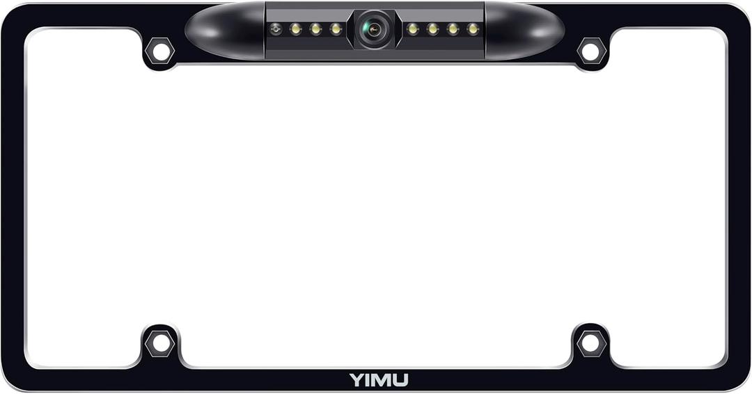 YIMU Backup Camera Vehicle Reversing for Car/SUV/Pickup/Truck/Van/RV/Trailer Single Power Rear View System Driving/Reversing Use IP69 Waterproof Night Vision License Plate Frame Backup Camera