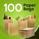 Reli. Paper Grocery Bags w/Handles (100 Pcs, Bulk)(12"x7"x14") Large Paper Grocery Bags with Handles - Heavy Duty 57 Lbs Basis - Shopping, Takeout/To Go, Retail (Brown/Kraft)