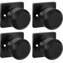 Haidms 8 Pieces Black Dummy Door Knob Closet Door Knobs, Matte Black Interior Door Knob Single Side Rectangle Panel (Dummy -4 Pack)