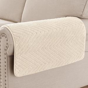 Turquoize Waterproof Couch Armrest Covers for Sofa Non-Slip Fuzzy Couch Arm Covers Set of 2 Washable Thick Soft Recliner Chair Arm Cover Protector Cover (Beige, 23" x 23" 2 Pack)