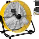 WARMLREC Industrial Fan 24 Inch Heavy Duty Drum 3 Speed 8800 CFM Air Circulation High Velocity Fan For Warehouse, Workshop, Factory, Commercial, Residential and Greenhouse Yellow