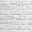 practicalWs 17.5''×236.2'' White/Gray Brick Pattern Wallpaper Self-Adhesive 3D Effect Wall Paper Peel and Stick Removable Vinyl Film for Home Decoration, Cover Furniture, Christmas Wall Decoration