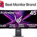 LG 45GX950A-B 45-inch Ultragear 5K2K WUHD (5120 x 2160) OLED Curved Gaming Monitor, Dual-Mode, 165Hz, 0.03ms, NVIDIA G-Sync, AMD FreeSync Premium Pro, HDR True Black 400, USB Type-C 90W, DP2.1, Black