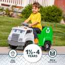 Kid Trax Real Rigs Toddler Recycling Truck Interactive Ride On Toy, Kids Ages 1.5-4 Years, 6 Volt Battery and Charger, Sound Effects, 9 Recycling Accessories Included,Green, Large