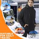 Men's Heated Jacket with Battery Pack, 10-Zone Electric Heating Jackets, Windproof Insulated Coat, Detachable Hood (Medium, Black)