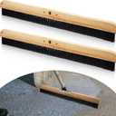 2 Pack 36 Inch Concrete Broom Finishing Tools Without Handle Wood Backed Brush Push Brooms with Mounting Threads for Concrete Finishes Hard Floors Yards