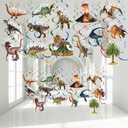 Faccito 57 Pcs Dinosaur Hanging Swirls Birthday Party Decorations Dinosaur Foil Swirls Ceiling Spiral Streamers for Girl Boy Baby Shower Jungle Theme Party Supplies, Only 27 Cards