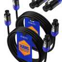 2Pack 9 ft Speakon to Speakon Cables, Professional 14 AWG Audio Cord DJ Male Speaker Cable Wire with Twist Lock, for Audio Amplifier