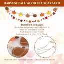 2Pcs Fall Decorations Harvest Wood Bead Garland, Yellow Orange Brown Felt Pumpkin Paper Maple Leaf Banner Rustic Fall Room Dcor for Fireplace Mantle Shelf Wall Thanksgiving Party Home Decor, 48"