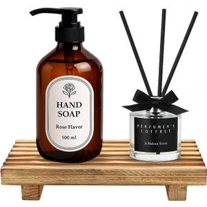 Acacia Wood Risers for Bathroom Tray Kitchen Counter Decor Bathroom Sink Accessories Decorative Wooden Riser Pedestal Stand for Kitchen Soap Tray Vanity Bathroom Countertop Sink Tray Dish Soap Holder