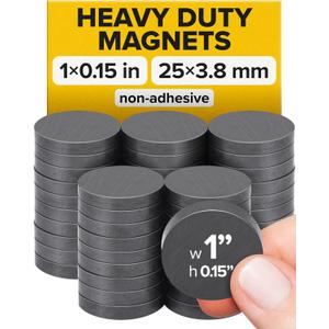 Ultra-Strong Ceramic Round Magnets (1x0.15/25x4mm, 36 pcs) - Heavy Duty Magnets, Non-Corrosive, High Thermal Resistance, Versatile for Home, Office, Workshop, Whiteboard, Fridge and Hobby Use