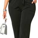LaiyiVic Jumpsuits for Women Dressy Elegant Half Sleeve Sexy One Piece Wide Leg Pants Rompers (Black,X-Large)