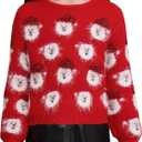 Christmas Little Girls Pattern Knitted Ugly Santa Claus Sweater Funny Party Outfit Red, 10 Years