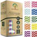Naturalik 300-Pack Multi-Color Extra Durable Paper Straws - Biodegradable Premium Paper Straws for Juices, Restaurants and Party Decorations, 7.7" (Multicolor, 300)