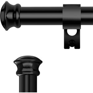 5/8 Inch Diameter Window Curtain Rods with Brackets,Black Splicing Stainless Steel Drapery Rods,Heavy Duty Curtain Rod Set 30 to 88 Inch Easy Install (30-88")